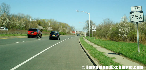 Route 25A Eastbound from Patchogue-Mount Sinai Road, Mount Sinai