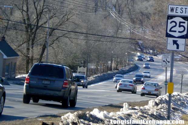 Route 25 Westbound by Route25A Saint Johnland Road, Smithtown