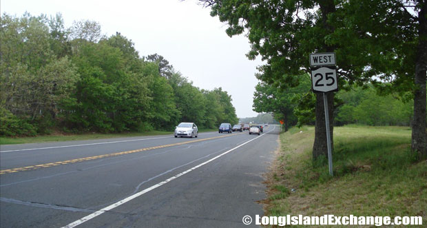 Route 25 Westbound towards Wading River-Manorville Road, Calverton