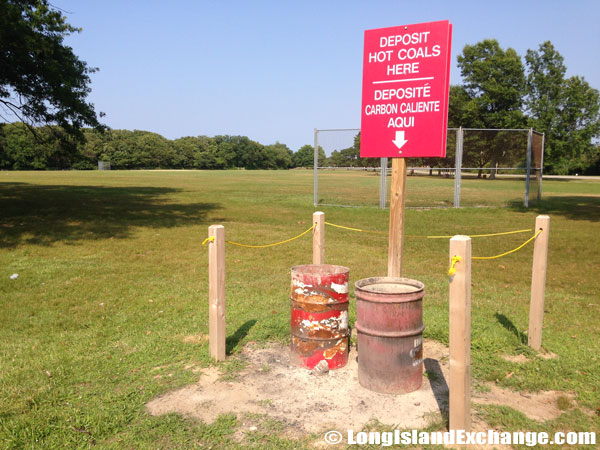 Red Marked Hot Coal Bins